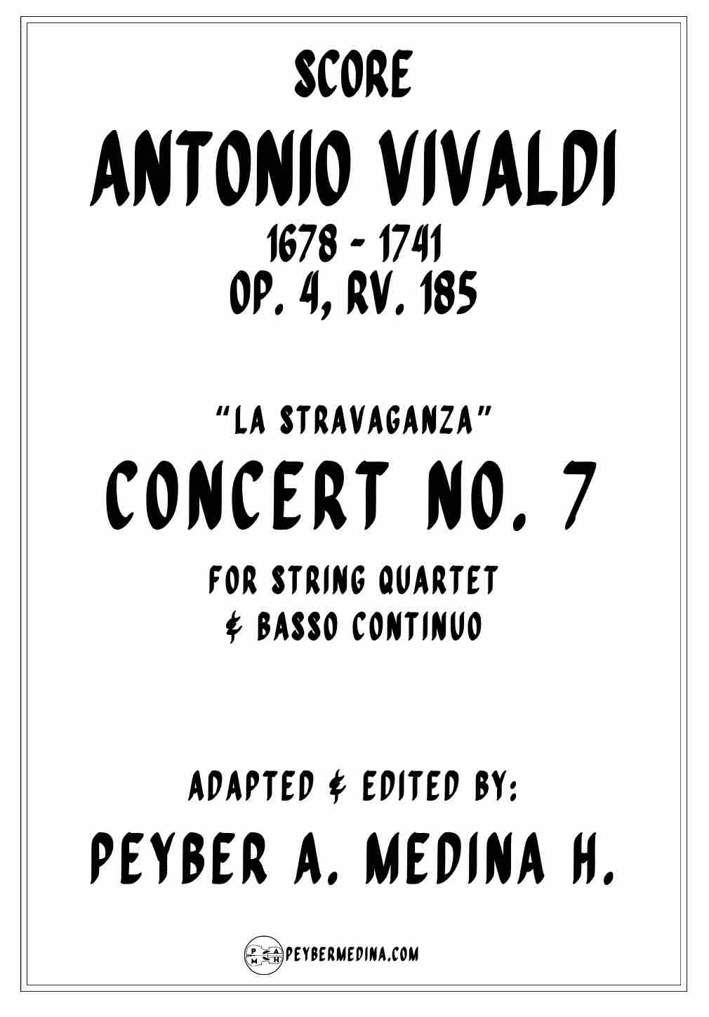 Vivaldi Concerto No. 7 Op. 4 RV 185 for String Quartet La Stravaganza