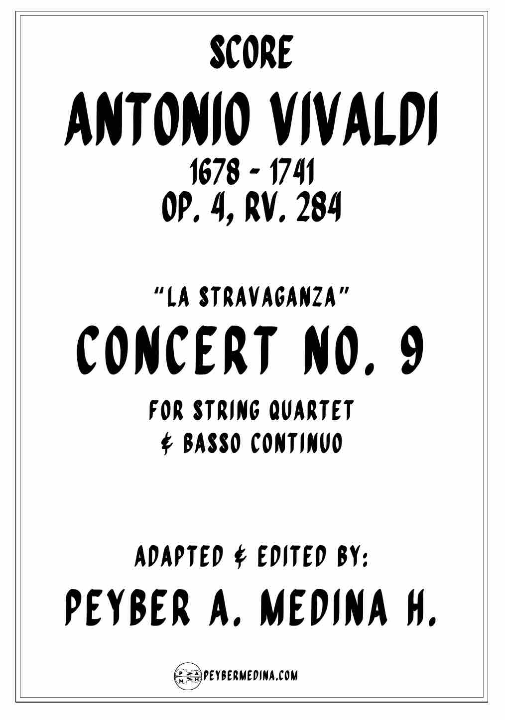 Vivaldi Concerto No. 9 in F Major RV 284 for String Quartet